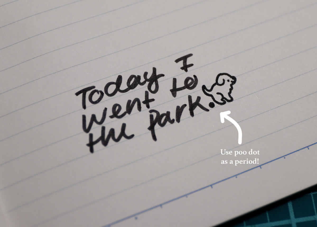 A close-up of lined notebook paper with handwritten black text reading 'Today I went to the park.