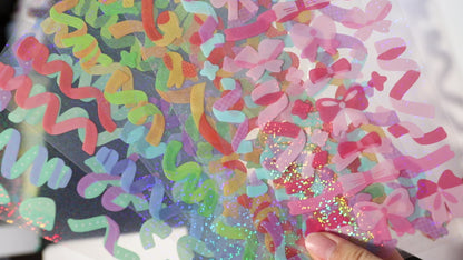 Rainbow Glitter Ribbons Stickers - The Basics Collection