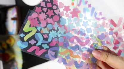 Rainbow Glitter Swirl Stickers - The Basics Collection