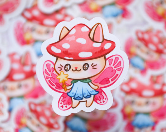 Fairy mushroom cat sticker