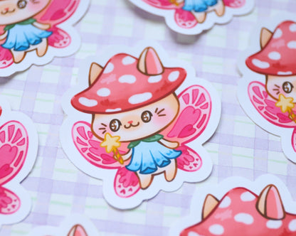 Fairy mushroom cat sticker