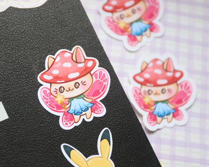 Fairy mushroom cat sticker