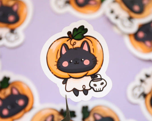 Black Cat X Pumpkin Halloween Sticker