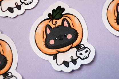 Black Cat X Pumpkin Halloween Sticker