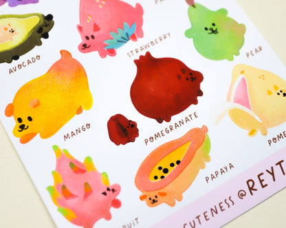 Fruit Dog Stickers - 17 Stickers