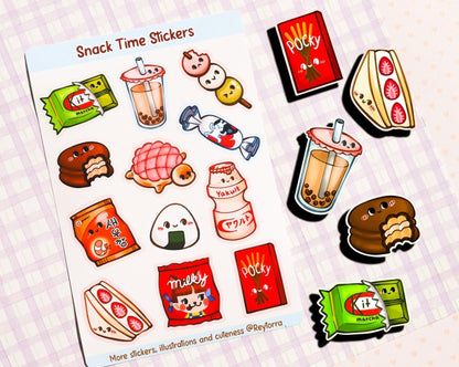 Asian Snacks Sticker Sheet - 12 Childhood Snacks