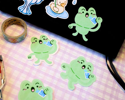 Drink Water Frog Sticker - Health Frogs