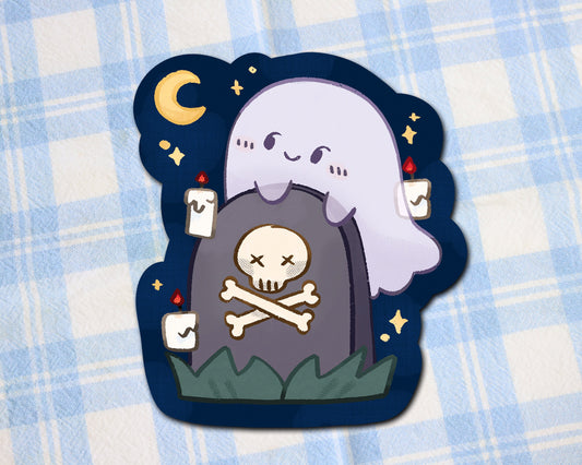 Graveyard Ghost Sticker - Halloween