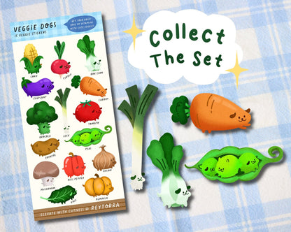 Veggie Dog Stickers - Bark Choi, Carruff, PupPeas, Leek