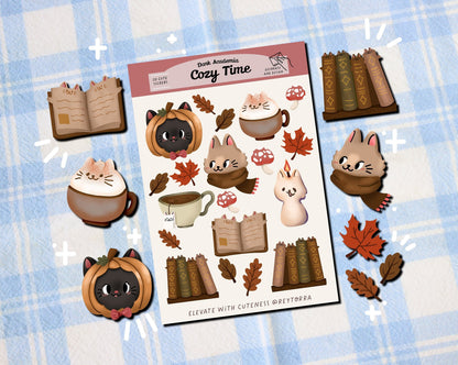 Fall Dark Academia Cat Stickers - 19 Cute Stickers