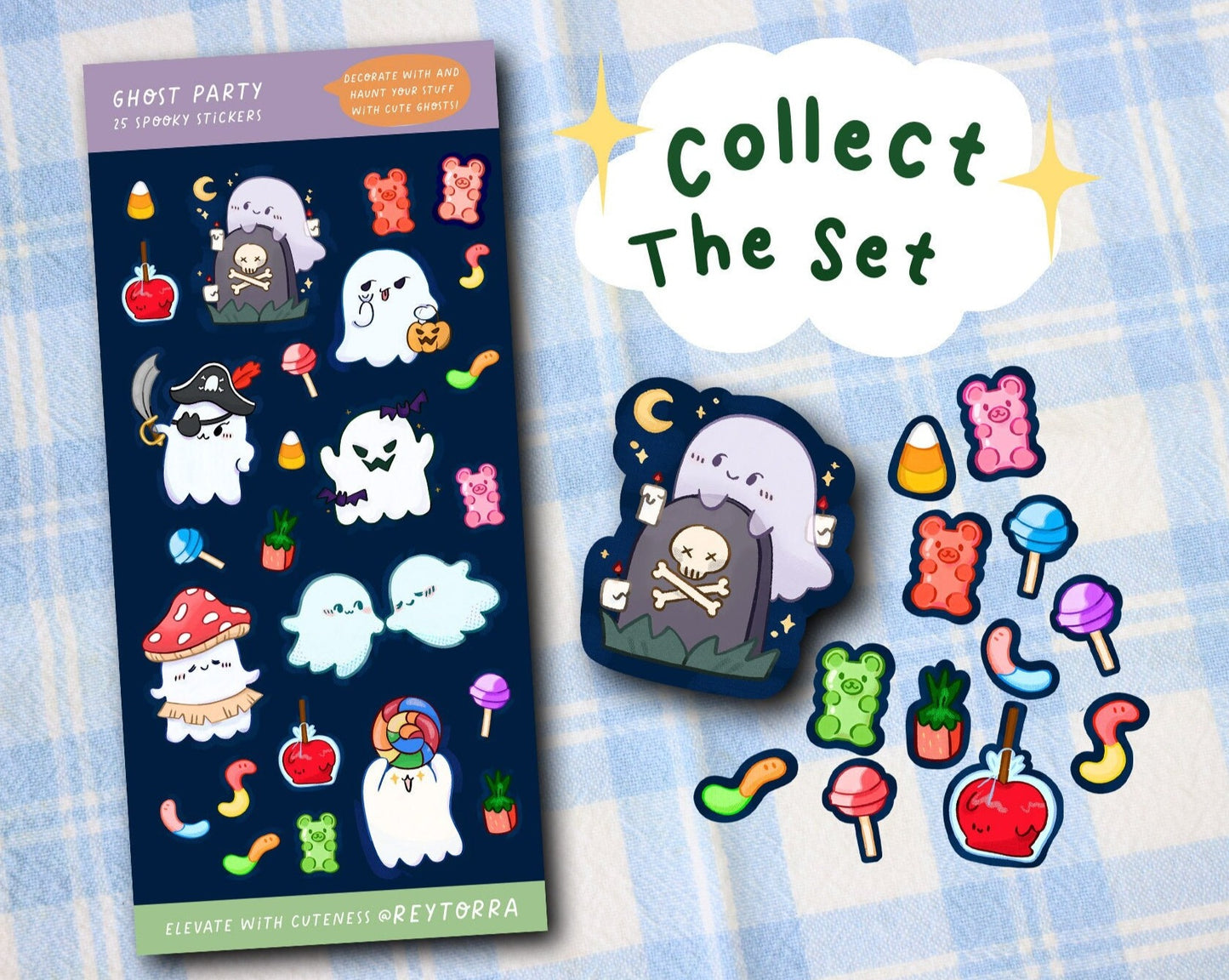 Cute Ghost Sticker Sheet - 23 Stickers