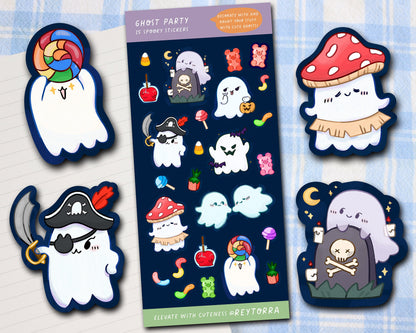 Cute Ghost Sticker Sheet - 23 Stickers