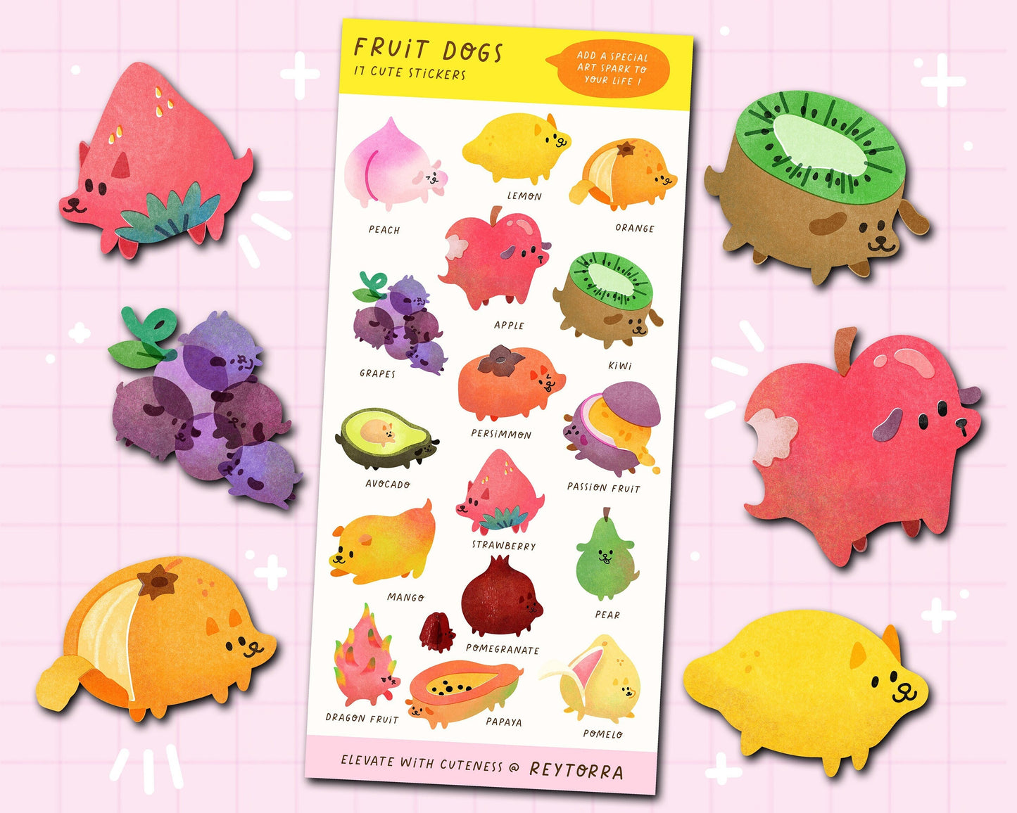 Fruit Dog Stickers - 17 Stickers